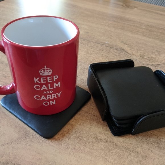 Square Leather Coasters with Holder NWOT - Picture 4 of 4